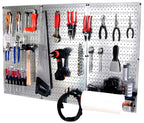 4 ft Metal Pegboard Basic Tool Organizer Kit - Metallic Toolboard & Hooks