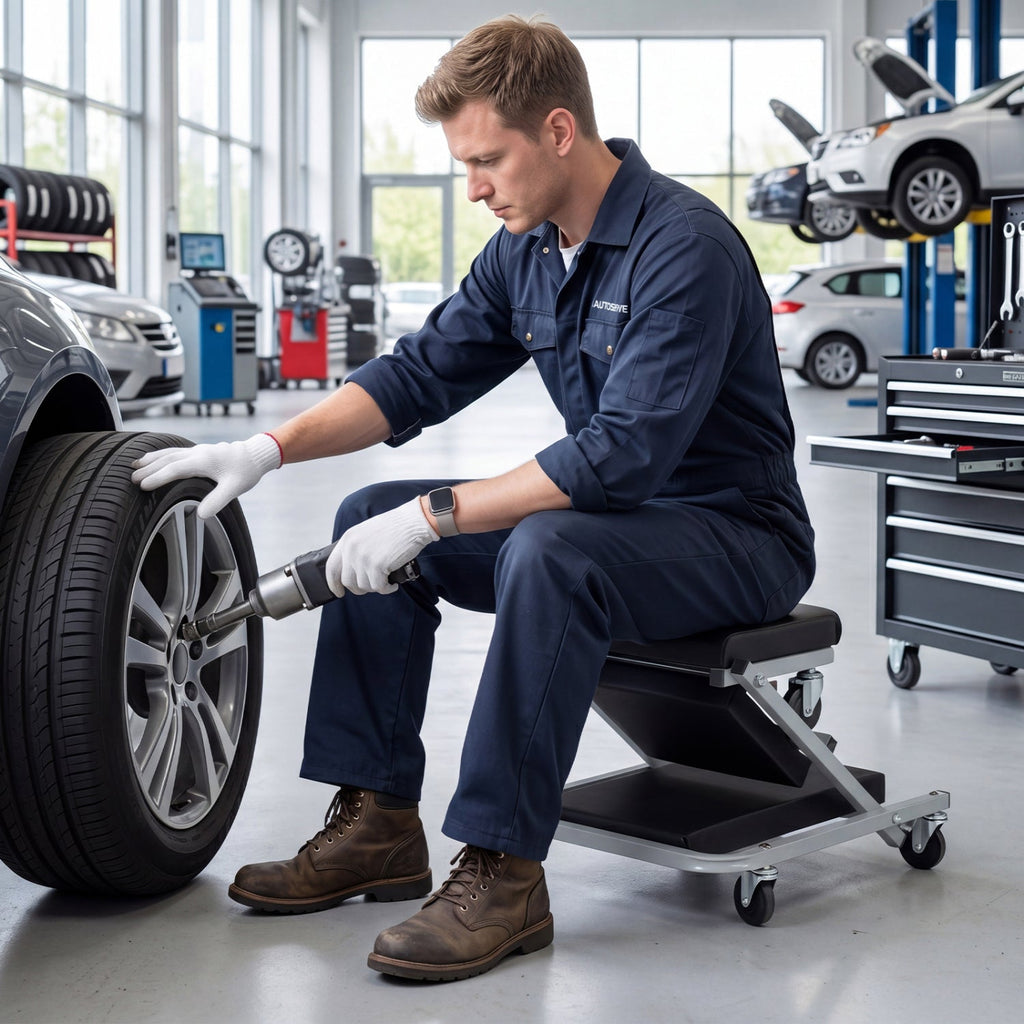 2-in-1 Mechanic Creeper and Z-Seat with 6 Swivel Casters
