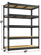 Heavy Duty Metal Garage Shelving Rack 2000lbs 4/5/6-Tier Steel Shelf 60"/72"/84"