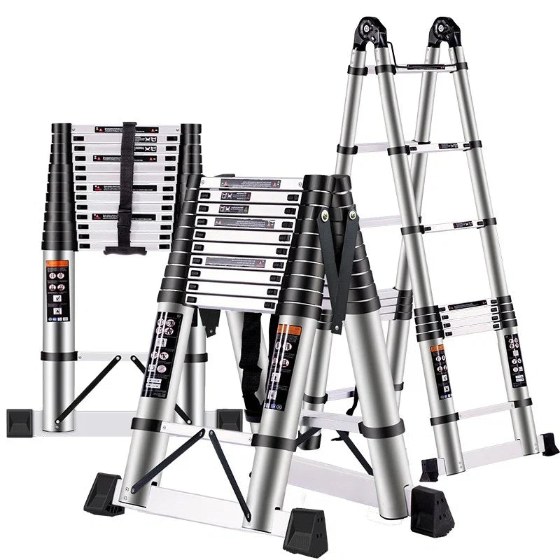 Aluminum Telescopic Folding 3 Step Ladder Step Stool Home Kitchen Garden Portable Lightweight Safety Lock Multipurpose Household