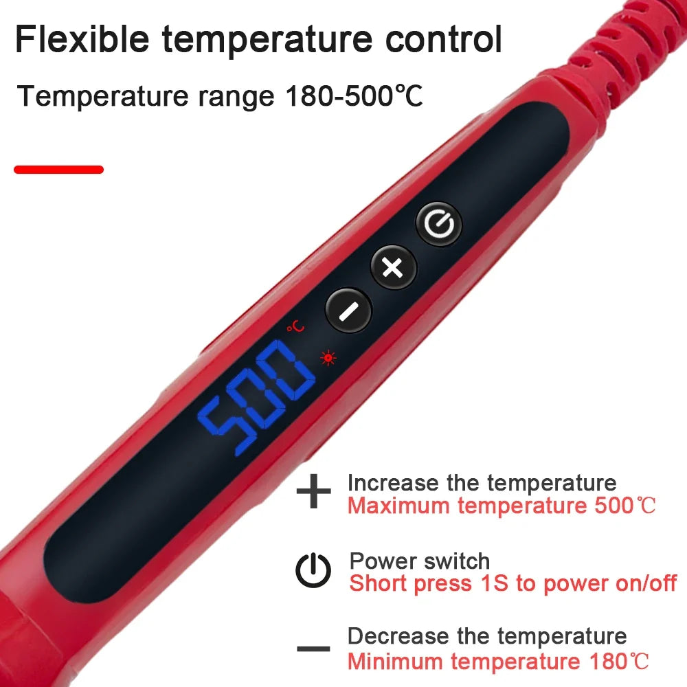 80W Soldering iron kit adjustable temperature LCD solder welding tools Ceramic heater soldering tips Tweezers soldering wire