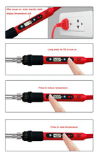80W Soldering iron kit adjustable temperature LCD solder welding tools Ceramic heater soldering tips Tweezers soldering wire