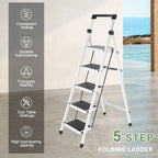 Step Ladder, Folding Step Stool, Heavy-Duty Step Ladder Stool with Handrail Wide Pedal, Anti-Slip Step Ladder with Handgrip