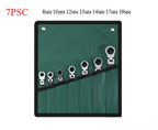Ratchet Combination Wrench Set 6-32mm Gear Ring Ratcheting Combination Wrench Kit Metric Flexible Head with Canvas Bag Tools Set