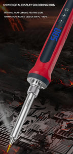 80W Soldering iron kit adjustable temperature LCD solder welding tools Ceramic heater soldering tips Tweezers soldering wire