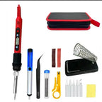 80W Soldering iron kit adjustable temperature LCD solder welding tools Ceramic heater soldering tips Tweezers soldering wire