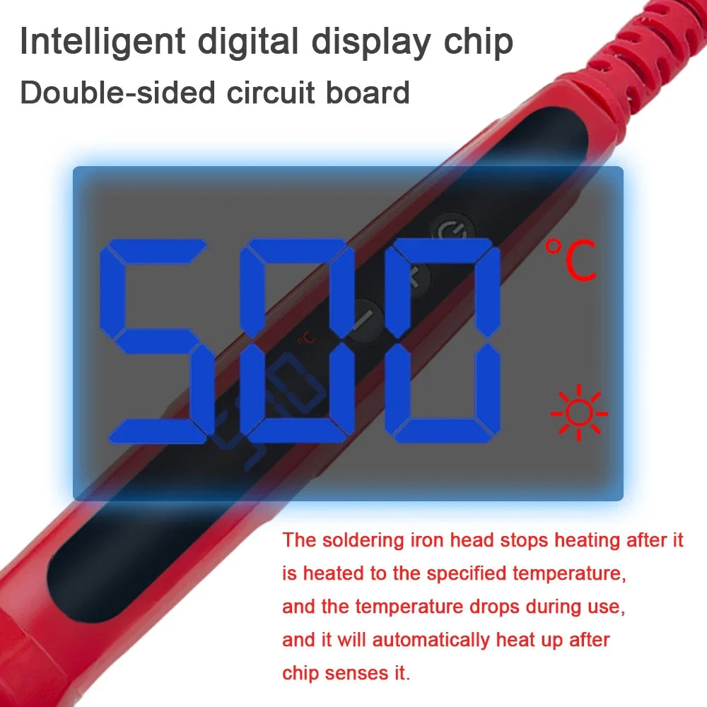 80W Soldering iron kit adjustable temperature LCD solder welding tools Ceramic heater soldering tips Tweezers soldering wire