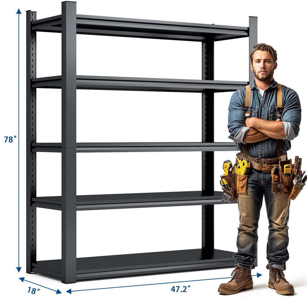 Industrial Heavy Duty Metal Garage Shelving Unit, Adjustable Storage Rack