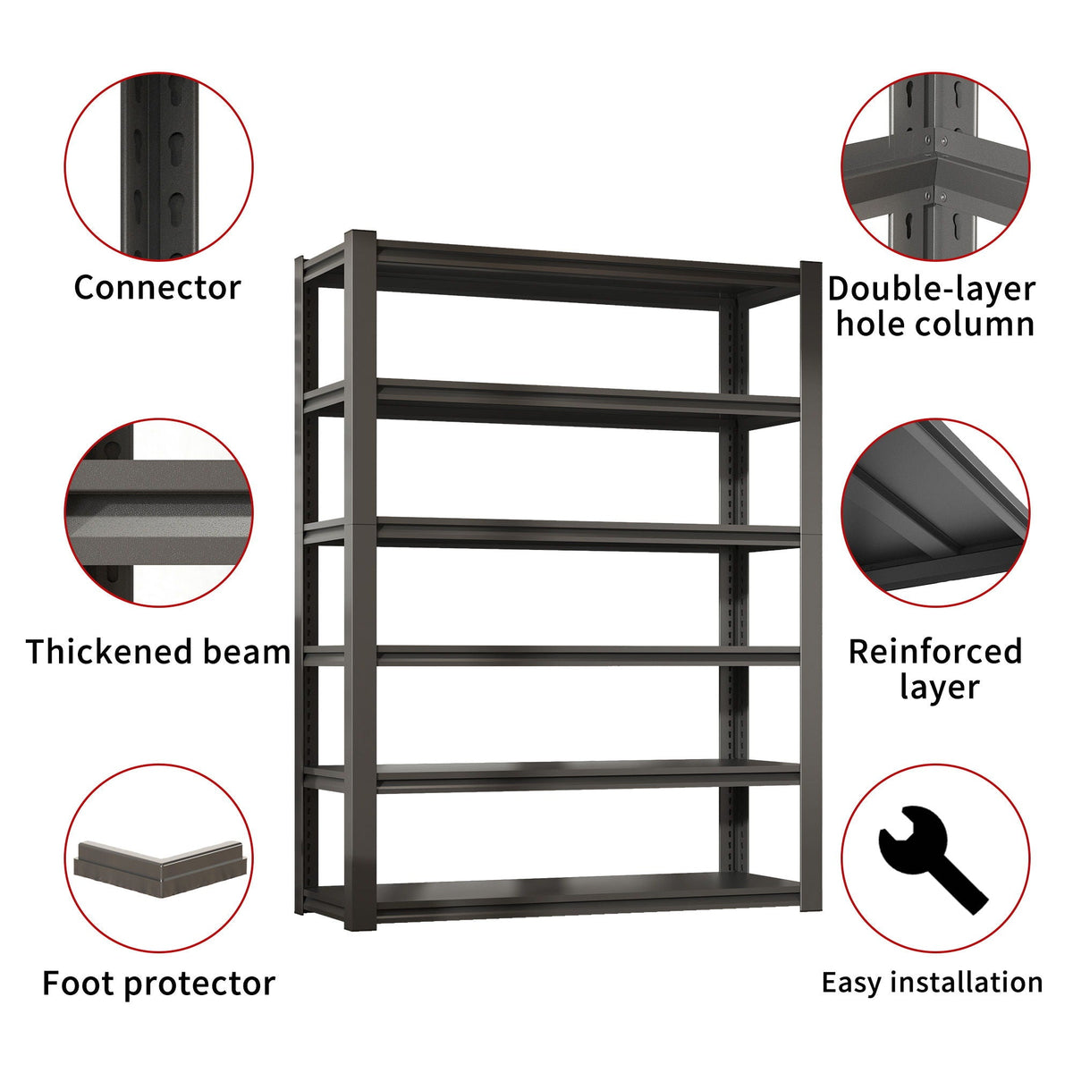 Industrial Heavy Duty Metal Garage Shelving Unit, Adjustable Storage Rack