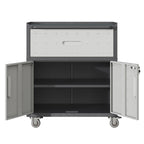 Sturdy And Durable Metal Tool Cabinet For Garage With Wheels Mobile Heavy Duty Storage Cabinet With 1 Drawer And 2 Locking Doors