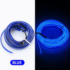 Car LED Neon Cold Light Auto Interior Atmosphere Neon Glowing Strobing Electroluminescent Wire Lights Neon Light USB 5V with Fuse Protection for Automotive Car Interior Decoration Light Refit Decoration Strips Shine Usb Cigar Lighter Driver