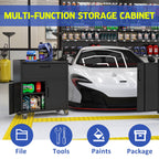 Sturdy And Durable Metal Tool Cabinet For Garage With Wheels Mobile Heavy Duty Storage Cabinet With 1 Drawer And 2 Locking Doors