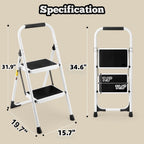 2 Step Ladder - Folding Step Stool with Anti-Slip Features