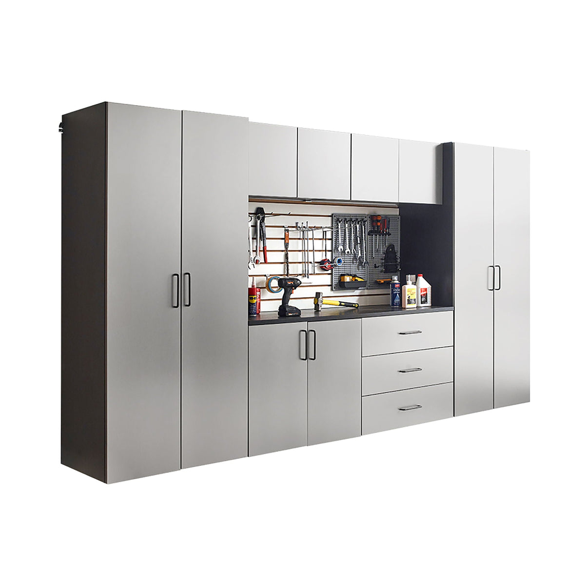 Astro Series - Garage Cabinet Set A With Soft Closing Drawers - Metallic Gray