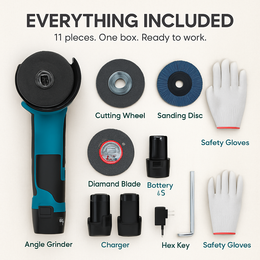 Cordless Mini Angle Grinder with Cutting Discs Set