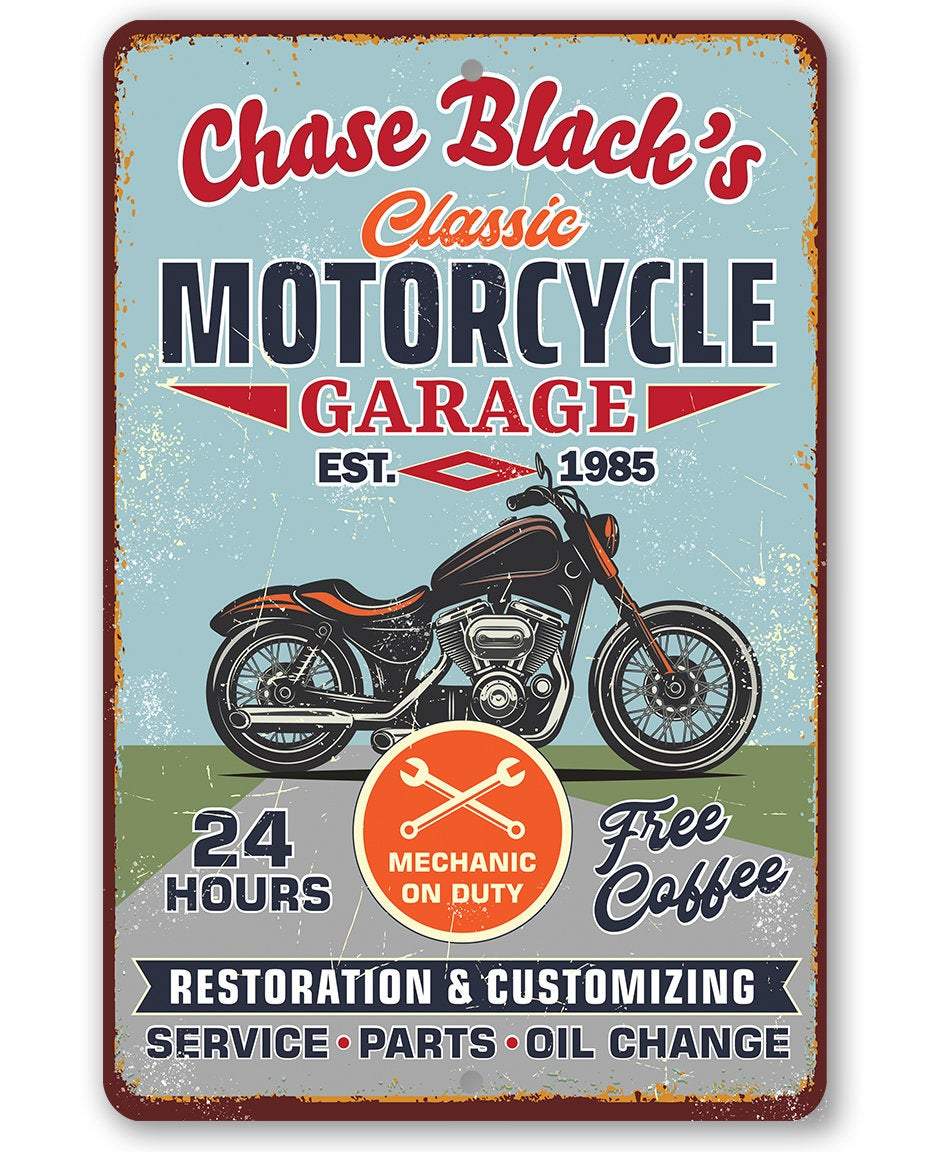 Personalized - Motorcycle Repair Garage - Metal Sign