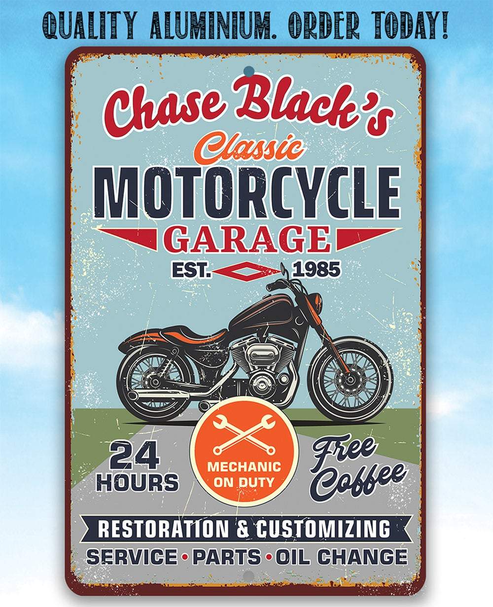 Personalized - Motorcycle Repair Garage - Metal Sign