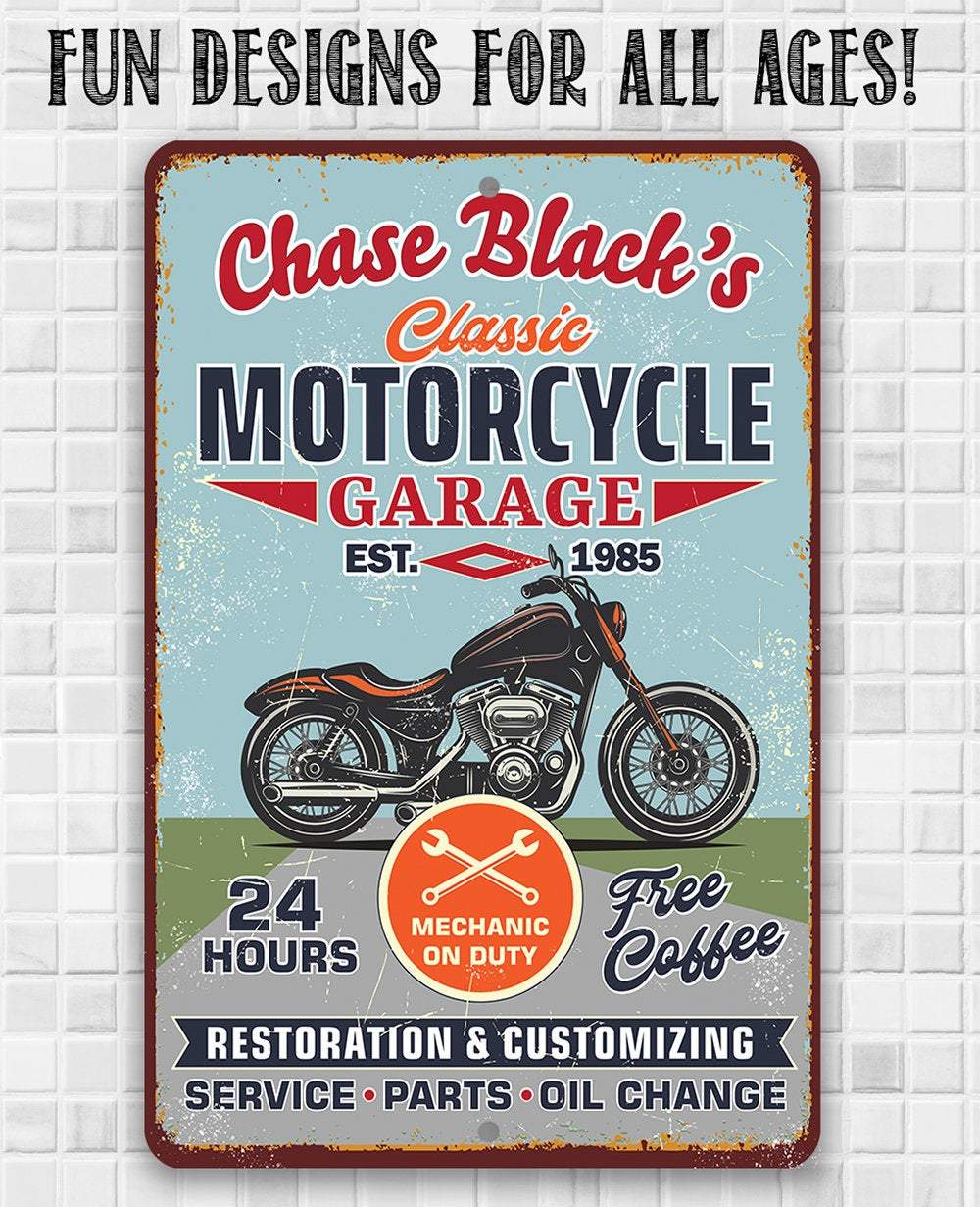 Personalized - Motorcycle Repair Garage - Metal Sign