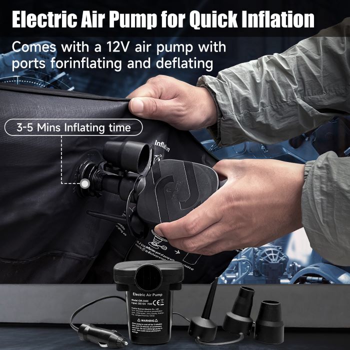 DikaSun SUV Air Mattress Upgraded Flocking and Extra Thick Oxford Surface Sleeping Bed for with Electric Pump,3M Charging Cable, Black