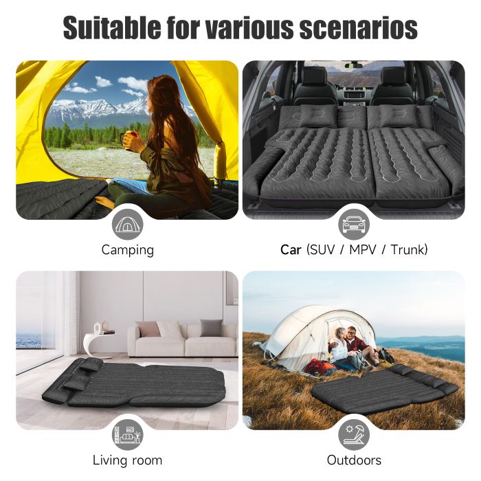 DikaSun SUV Air Mattress Upgraded Flocking and Extra Thick Oxford Surface Sleeping Bed for with Electric Pump,3M Charging Cable, Black